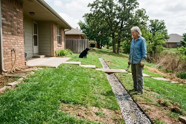 After drainage install near Oklahoma City