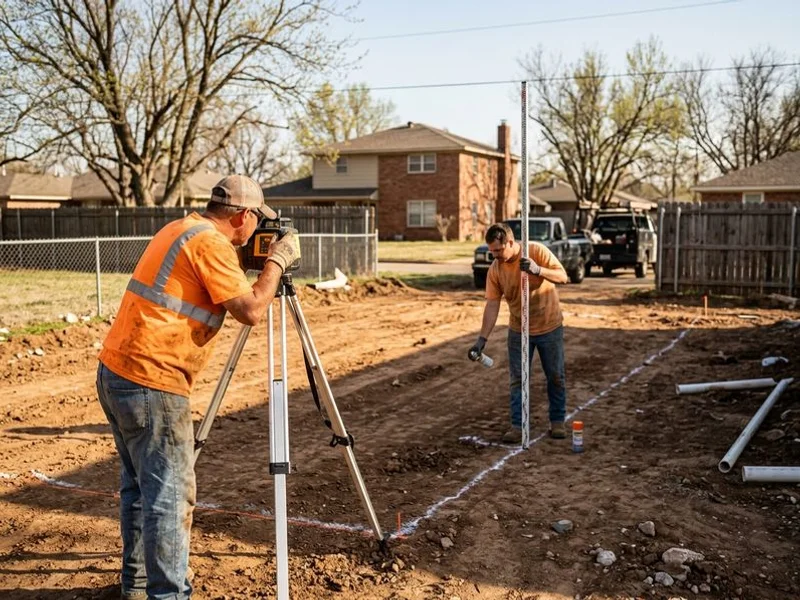 Lawn grading with a laser level before catch basin install