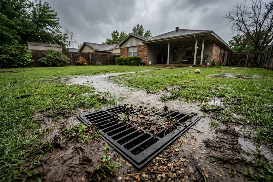 French drain installation in Oklahoma City